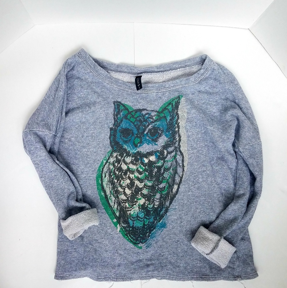 🦄Distressed owl sweatshirt